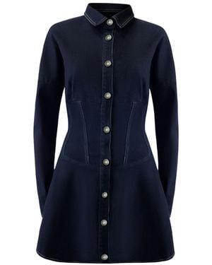 OW Collection Ella Fitted Denim Mini Dress - Blue
