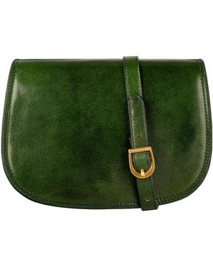 Time Resistance Leather Saddle Bag For - Green