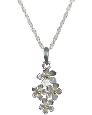 Isla Silver Handmade Dainty Flower Sterling Pendant - Metallic