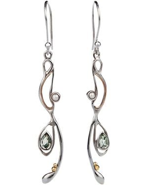 Isla Silver Transcending Elegance Light Amethyst & Pearl Dangle Earrings - Metallic
