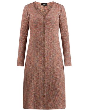 Known Supply Button Up Midi Long Sleeve Dress - Brown