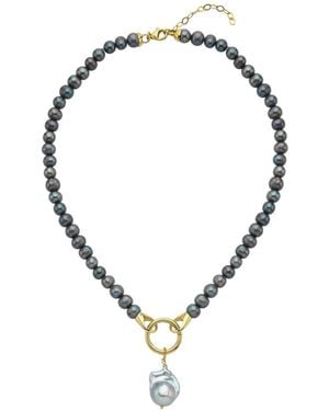 LINYA JEWELLERY Odra Baroque Pearl Necklace - Metallic