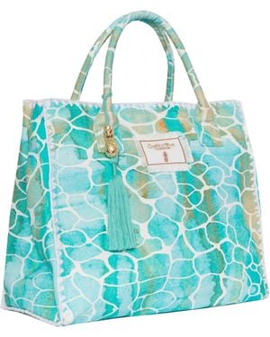 Sophia Alexia Aqua Pebbles Barbados Beach Bag - Blue