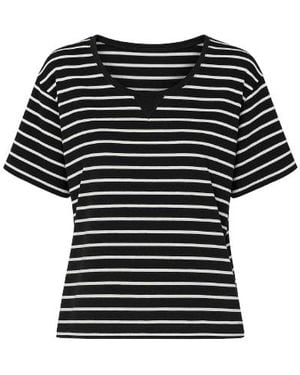 Conquista Loose Fit Stripe Top - Black