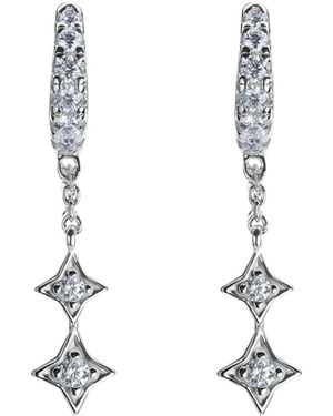 BLOOMTINE | Earth Angel HQ Illuminess Sterling Shooting Star Moissanite Huggies - White