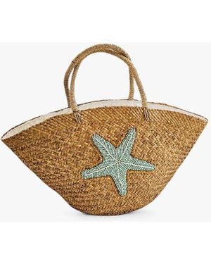 OhSun Neutrals Selene Embroidered Tote - Metallic