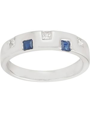 Artisan 18K Sapphire Gemstone & Diamond Band Ring - Blue