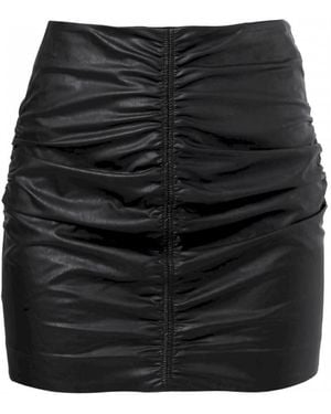 AGGI by HALEWSKI Ruth Creased Mini Vegan Leather Skirt - Black