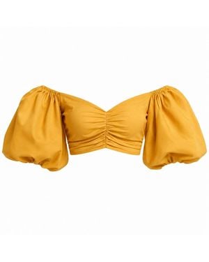 Ofuure Skye Puffy Sleeve Crop Top - Yellow
