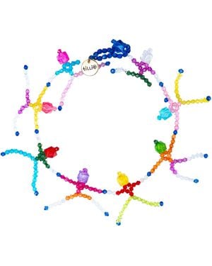 Tillie Beads Skeleton Spectacle Multicolour Bead Necklace - Blue