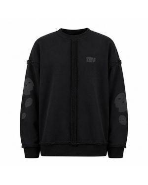 mysimplicated Oversized Cotton Obsidian Phantom Crewneck - Black