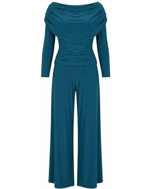 Atom Label Carbon Jumpsuit With Sleeve - Blue