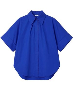 Arto. Be Bright & Excited Cuff Short Sleeve Flared Shirt - Blue