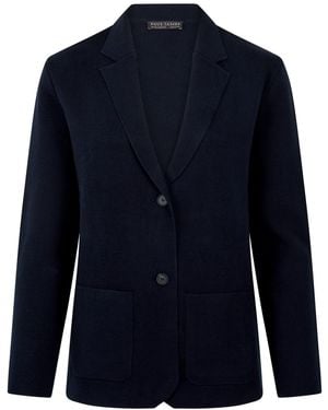 Paul James Knitwear Midweight Cotton Tara Relaxed Fit Knitted Blazer - Blue