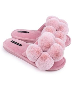 Pretty You London Dolly Fun Pom Slider Slippers In Pink