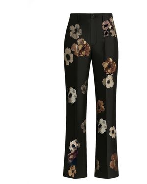 Richa Sharma Luxury Floral Tailored Trousers - Black