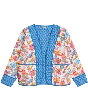 Inara Goa Carnival Reversible Quilted Cotton Jacket - Blue