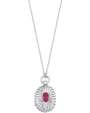 LINYA JEWELLERY Mini Claret Stone Covered Medallion Locket Necklace - Metallic