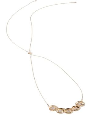 Saachi Plate Multi Crystal Charm Statement Necklace - Natural