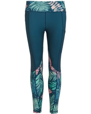 Perky Peach Tropical Leggings - Blue