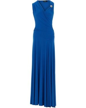 Nocturne Saxe Asymmetric Draped Cut-Out Dress - Blue