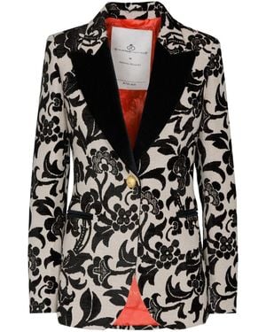 The Extreme Collection Neutrals Jacquard Blazer With Velvet Lapel - Black