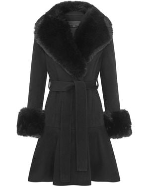 Hortons England Wool Cashmere Peplum Coat - Black