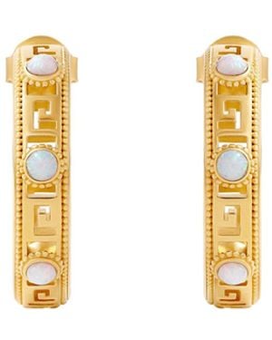Karma and Luck Infinite Harmony Opal Greek Key Hoop Earrings - Metallic