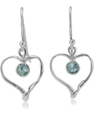 Isla Silver Handmade Topaz Heart Drop Earrings - Metallic