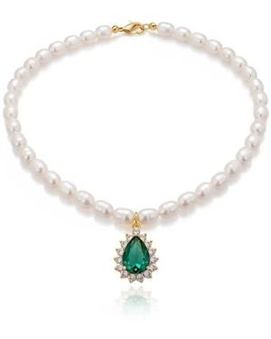 Angel Barocco Freshwater Choker Pearl Necklace - Metallic