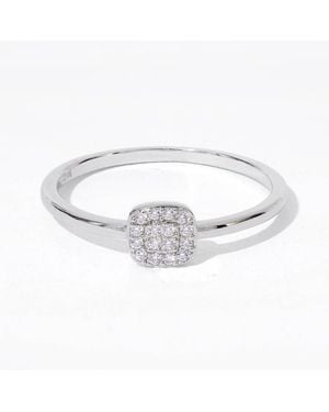 Diamonbliss Square Shapre Pave Dainty Band Ring, Platinum - Metallic