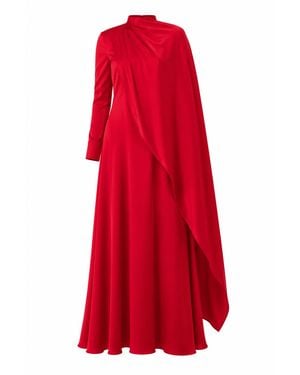Ashita Fernandes Petalia Draped Silk Sateen Maxi Dress - Red