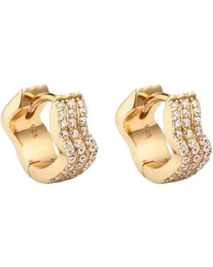 Nazzar Pave Wave Huggie Mini Earrings - Metallic