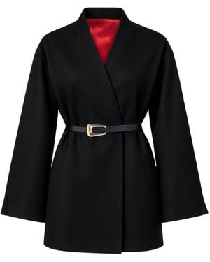 Sara Mirza Luna Short Wrap Coat With Belt - Black