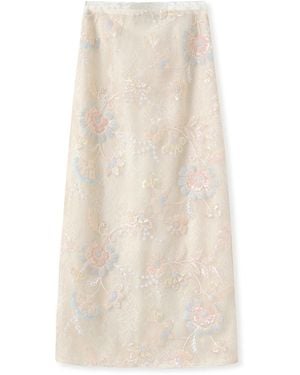 Wjy Studio London Embroidery Flower Skirt Cream Wedding Dress - Natural