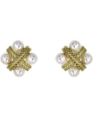 VicStoneNYC Fine Jewelry Antique Pearl Stud Earrings - Metallic
