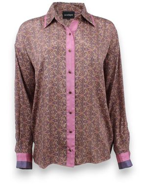 Monzlapur New York Paisley Motif Long Sleeve Shirt- Lilac - Purple