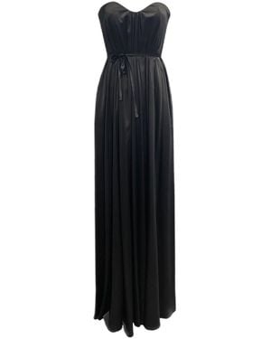 Imaatu Quiet Pure Silk Gala Evening Gown Pockets Sculpting Internal Corset Carpet Maxi Dress - Black