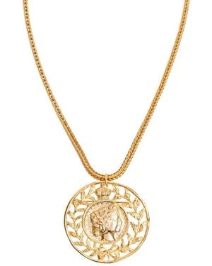 Caramel Vintage Jewellery Laurel Coin Medallion Necklace - Metallic