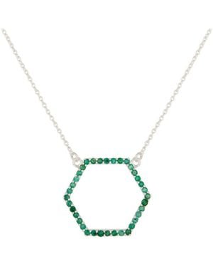 Heritagemoda Sterling Emerald Hexagon Necklace - Metallic