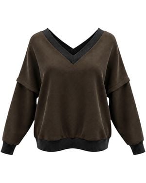 BEIRA Victoria V-Neck Sweatshirt – Khaki - Brown