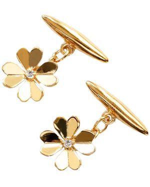 Lee Renee Lucky Clover Diamond Cufflinks– - Metallic