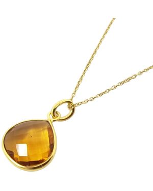 Harfi Plated Citrine November Birthstone Necklace - Metallic