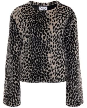 ISSY LONDON Neutrals Lucia Short Cheetah-Print Faux Fur Jacket Neutral - Black
