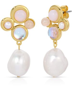 Leeada Jewelry Marseille Pearl Drop Earrings - Metallic