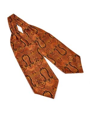 DAVID WEJ Self Tie Paisley Cravat – - Brown