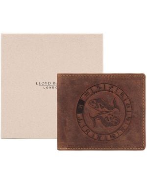 Lloyd Baker Zodiac-Pisces Distressed Leather Wallet - Brown
