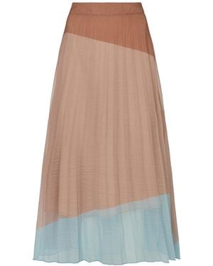 Lily and Lionel Neutrals Ladbarn Colour Block Pleated Maxi Skirt - Brown