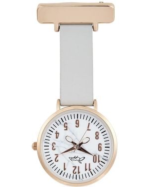 Bermuda Watch Company Annie Apple Marble Rose Leather Nurse Fob Watch - Grey