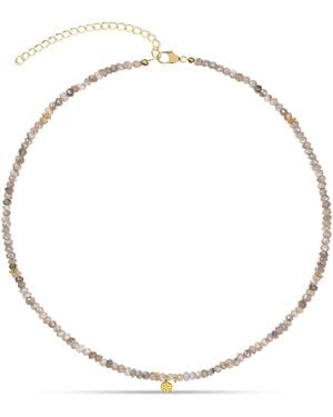 Amadeus Ines Labradorite Gemstone Necklace - Metallic